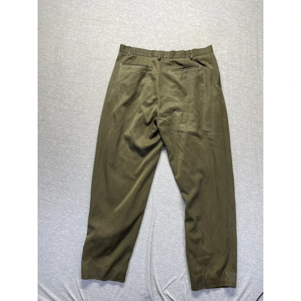 Officer Gentleman Dress Pants Mens 40x34 (Fits 36x31) Green Pleated Straight Leg